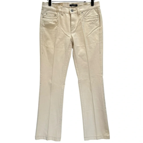 Roberto Cavalli Pants - Roberto Cavalli Women’s Rhinestone Pocket Tan Khaki Bootcut Pant Jean Y2K